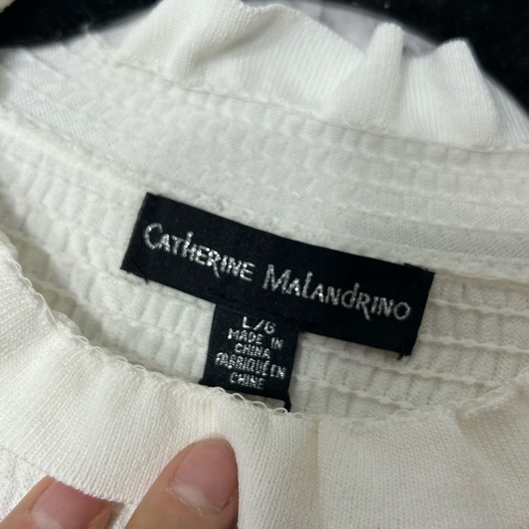 Catherine Malandrino Womens Long Sleeve White Top Sweater Sz L EUC - Picture 7 of 9